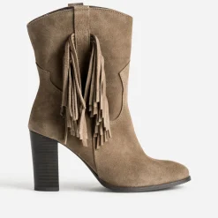 Boots cuir velours à franges^Texto Online