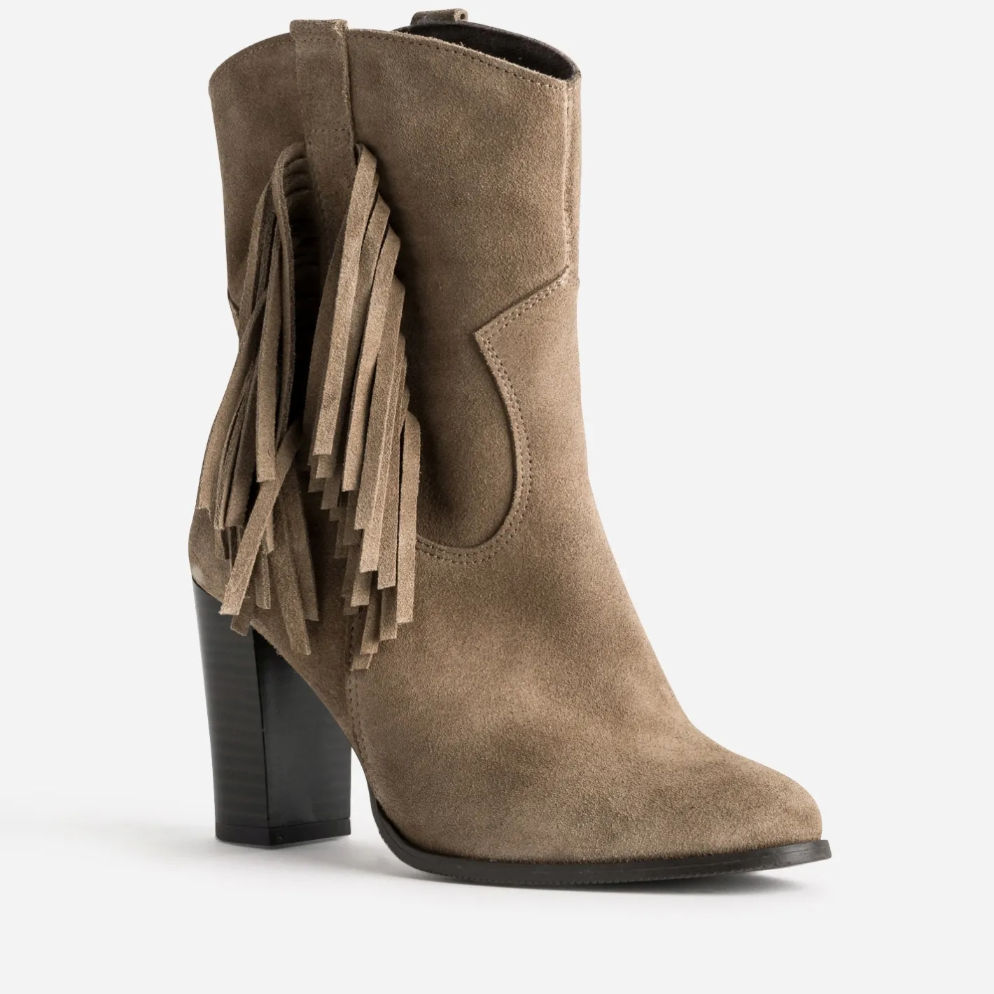 Boots cuir velours à franges^Texto Online