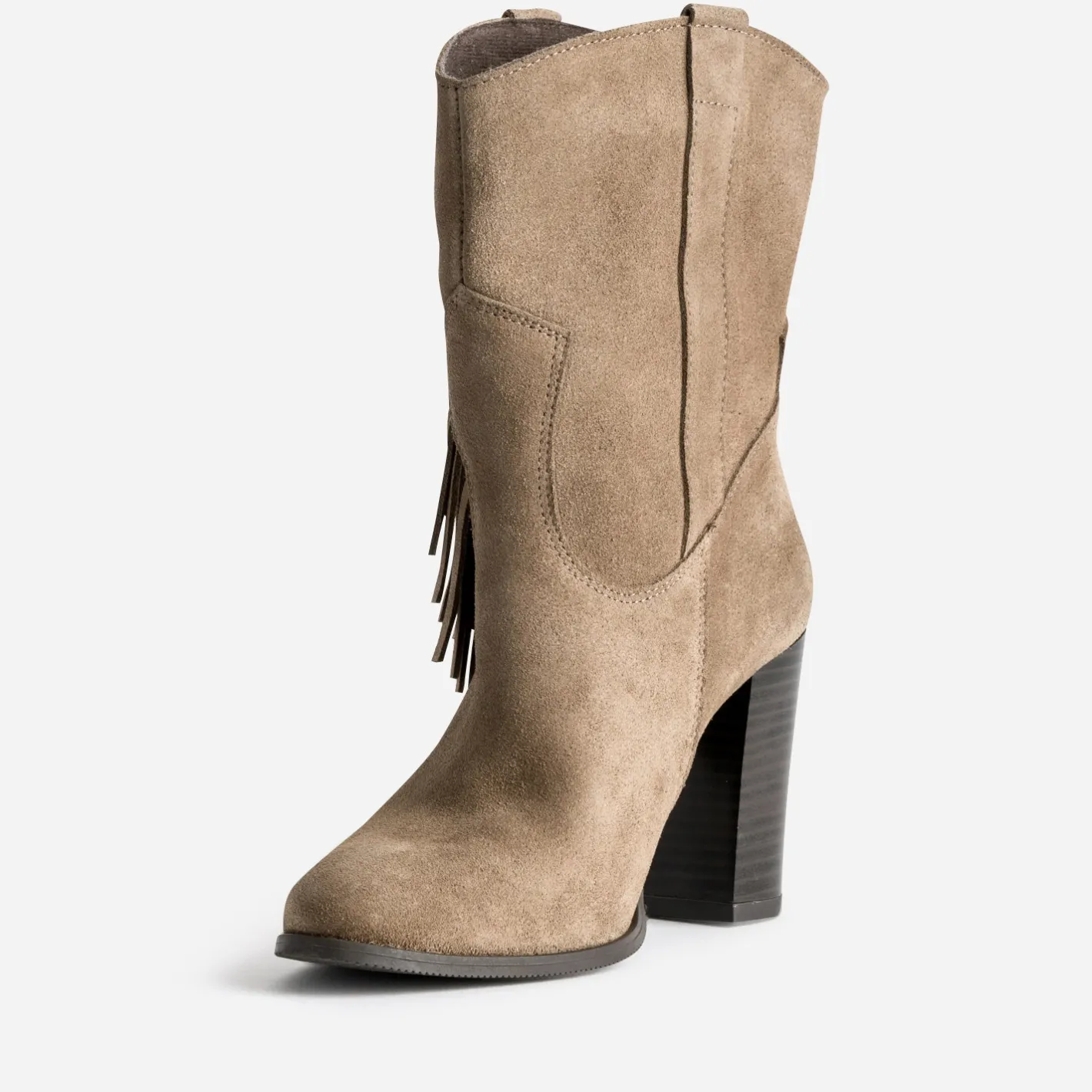 Boots cuir velours à franges^Texto Online