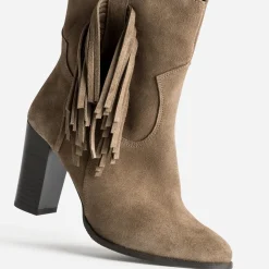 Boots cuir velours à franges^Texto Online