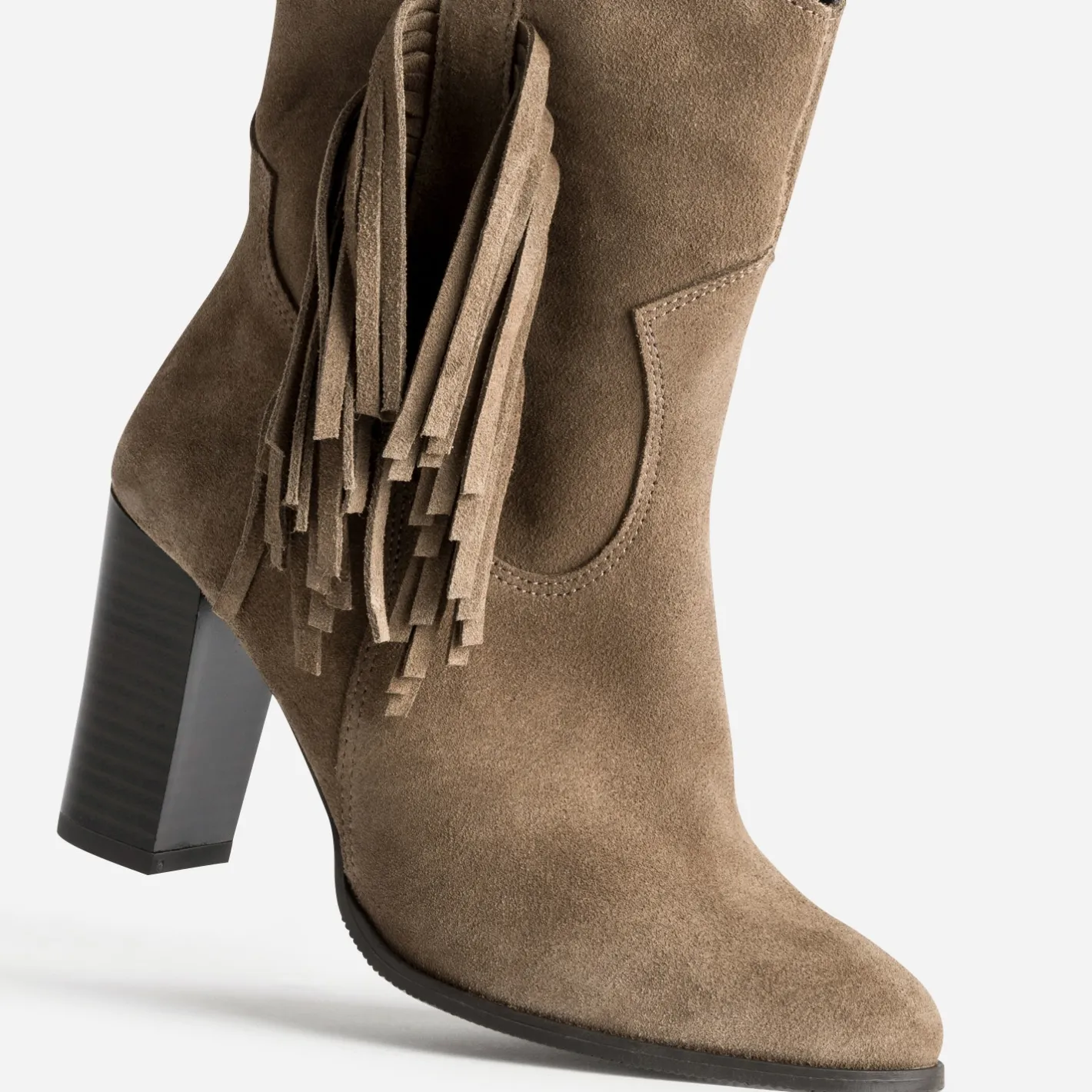 Boots cuir velours à franges^Texto Online