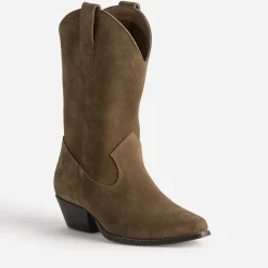 Boots western cuir velours^Texto Best