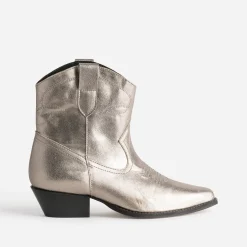 Boots western doré en cuir^Texto Online