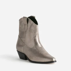 Boots western doré en cuir^Texto Online