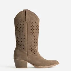 Botte santiag cuir velours ajouré^Texto Online
