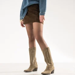 Botte cuir velours éco-conçue esprit santiag^Texto Discount