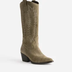 Botte cuir velours éco-conçue esprit santiag^Texto Discount