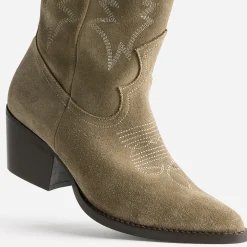 Botte cuir velours éco-conçue esprit santiag^Texto Discount