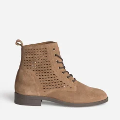 Bottine taupe cuir velours à lacet^Eram Outlet
