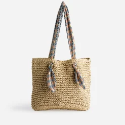 Cabas foncé paille papier anses-foulard^Eram Sale