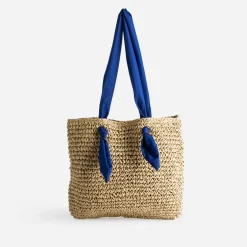 Cabas foncé paille papier anses-foulard^Eram Sale