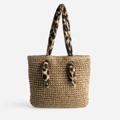 Cabas foncé paille papier anses-foulard^Eram New