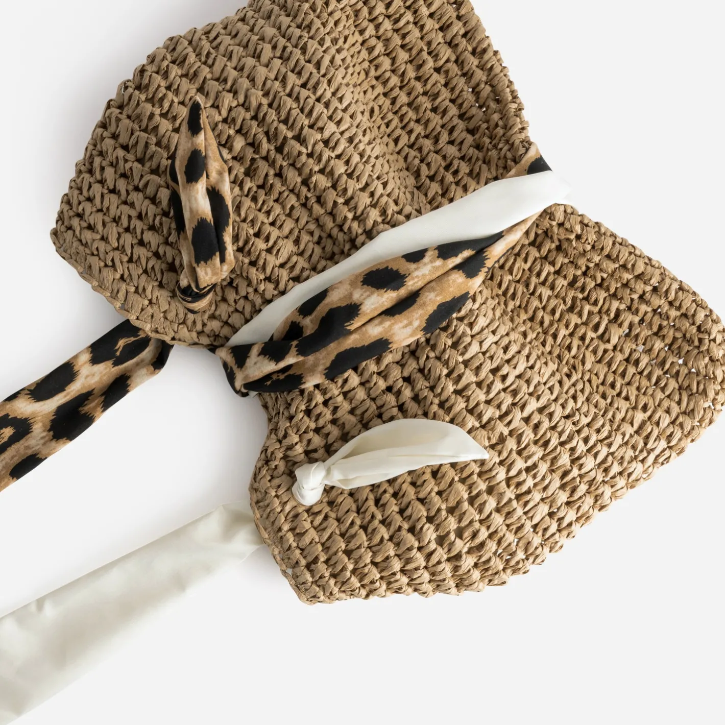Cabas foncé paille papier anses-foulard^Eram New