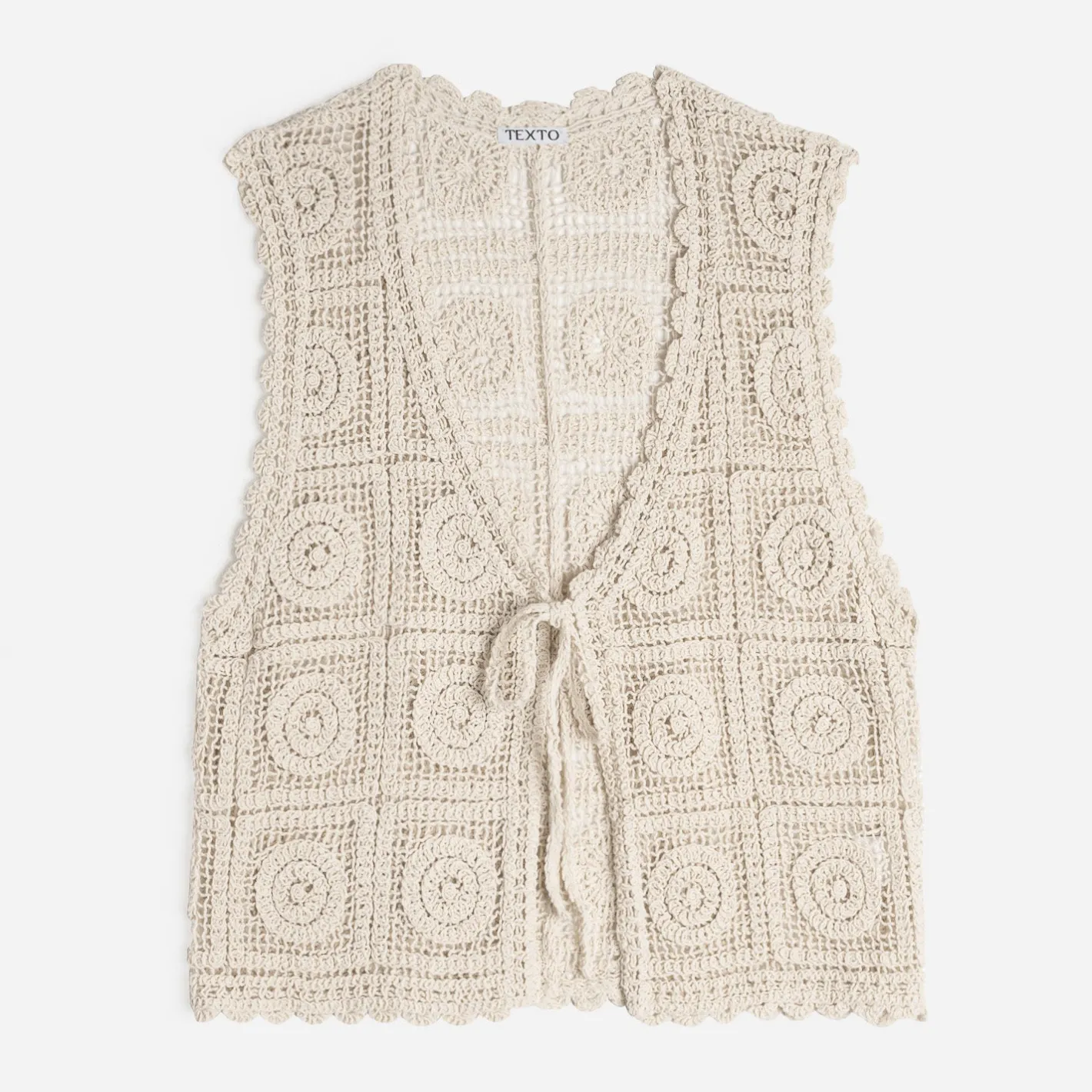 Cardigan sans manches crochet^Texto Sale