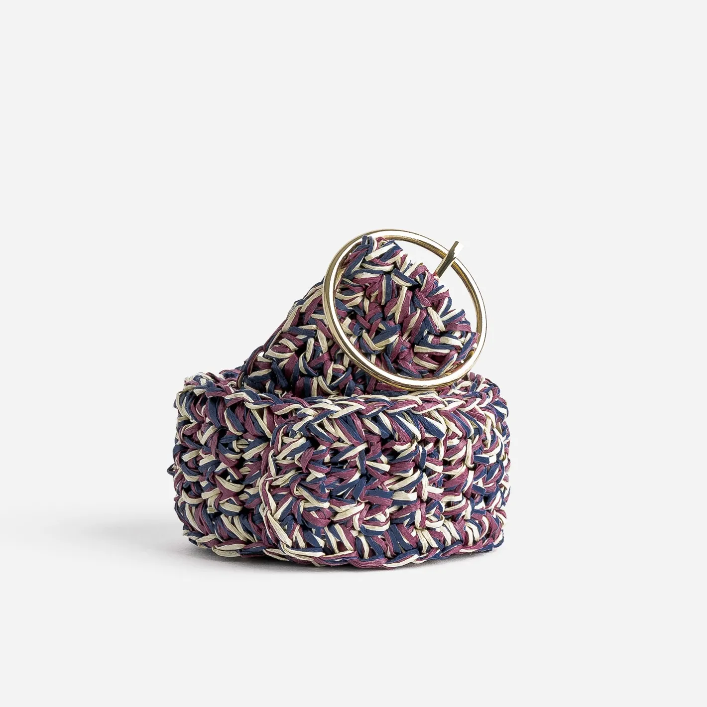 Ceinture , prune, écrue tressée^Eram