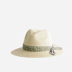 Chapeau effet paille foulard imprimé vert^Eram Discount