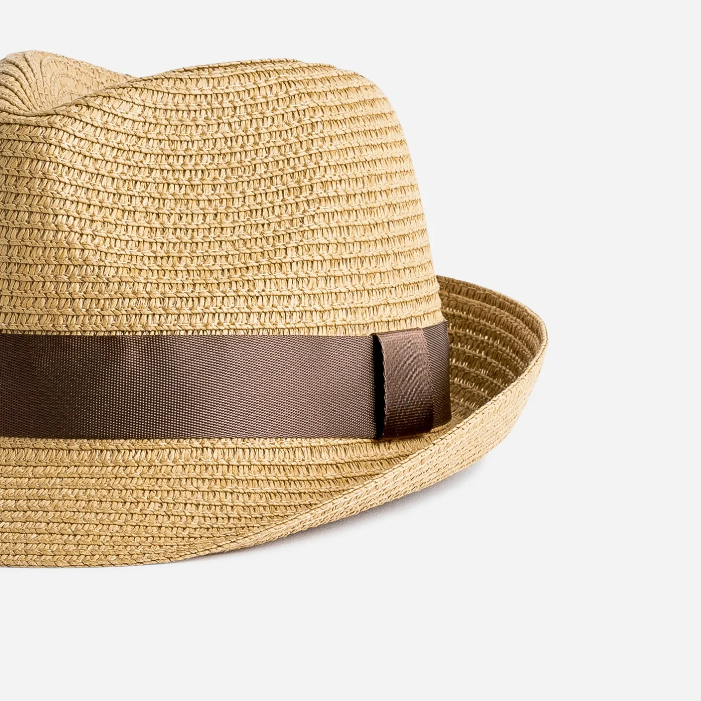Chapeau beige en paille avec galon marron^Eram Online