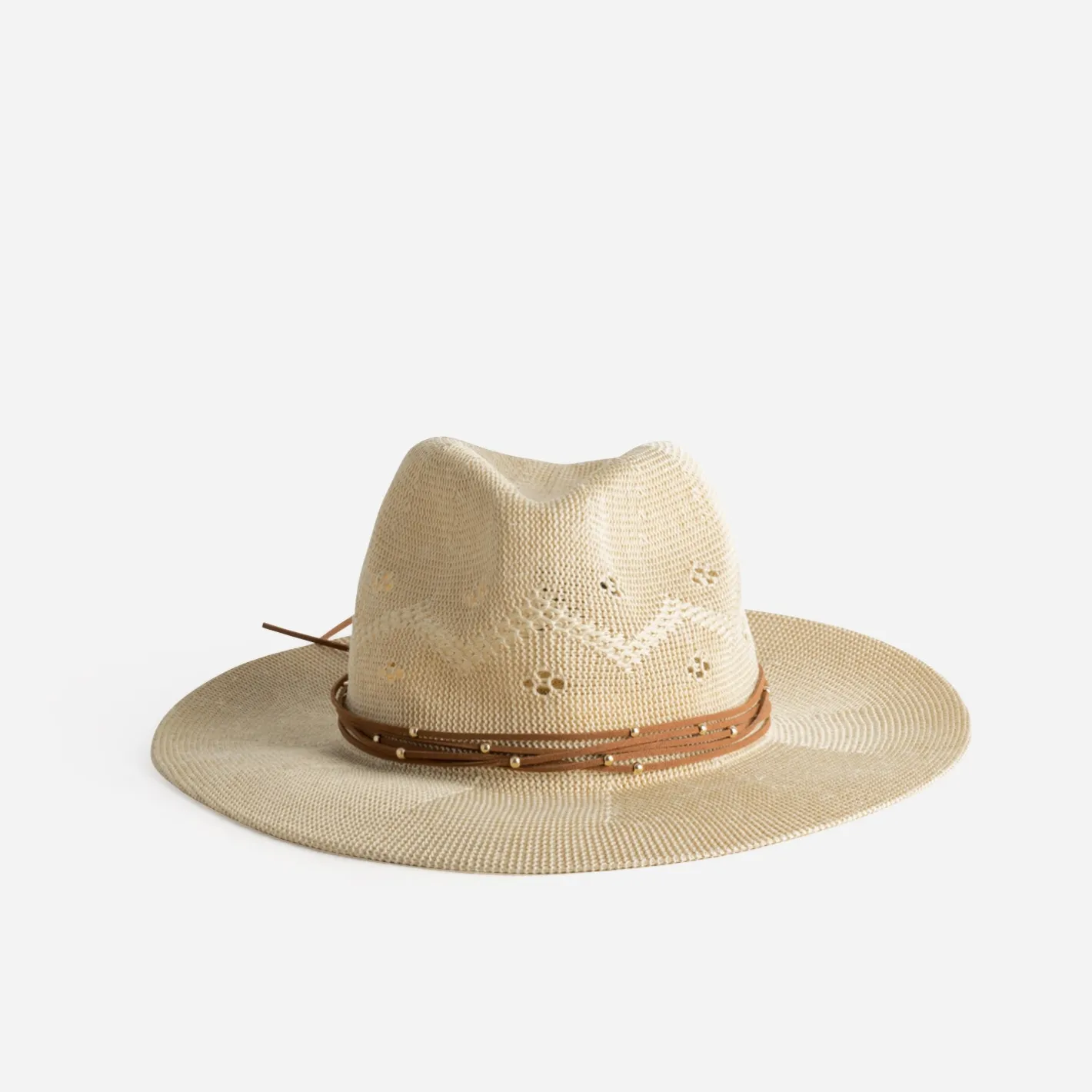 Chapeau tressé lacets marron^Texto Hot