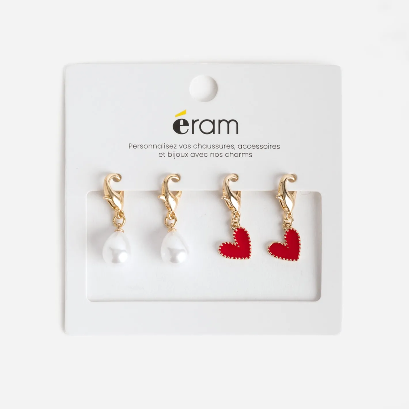 Charms dorés métal cœurs et perles^Eram Sale