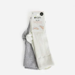 Chaussettes hautes écrues et grises^Eram
