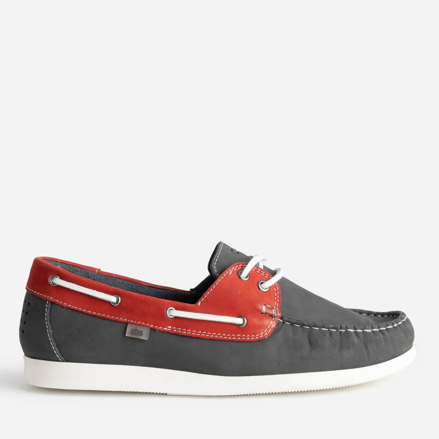 Chaussure bateau marine et rouge cuir nubuck^Tbs Discount