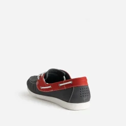 Chaussure bateau marine et rouge cuir nubuck^Tbs Discount