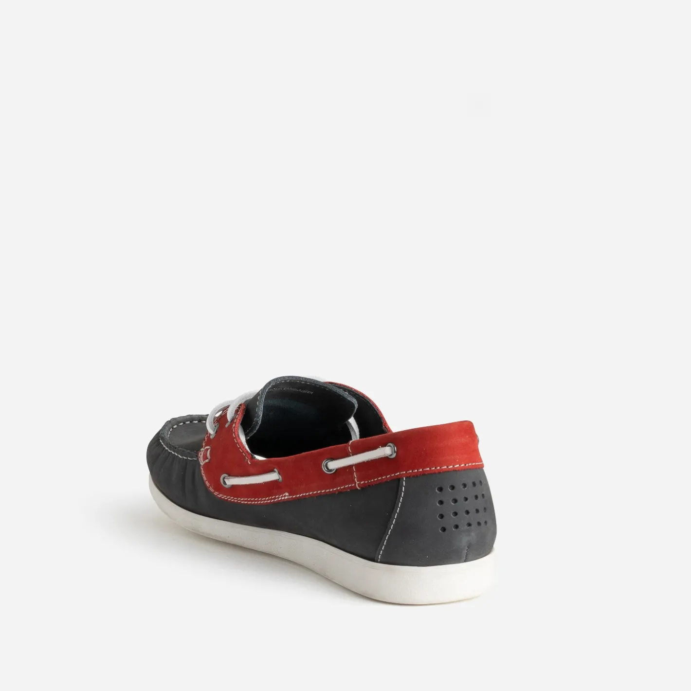 Chaussure bateau marine et rouge cuir nubuck^Tbs Discount