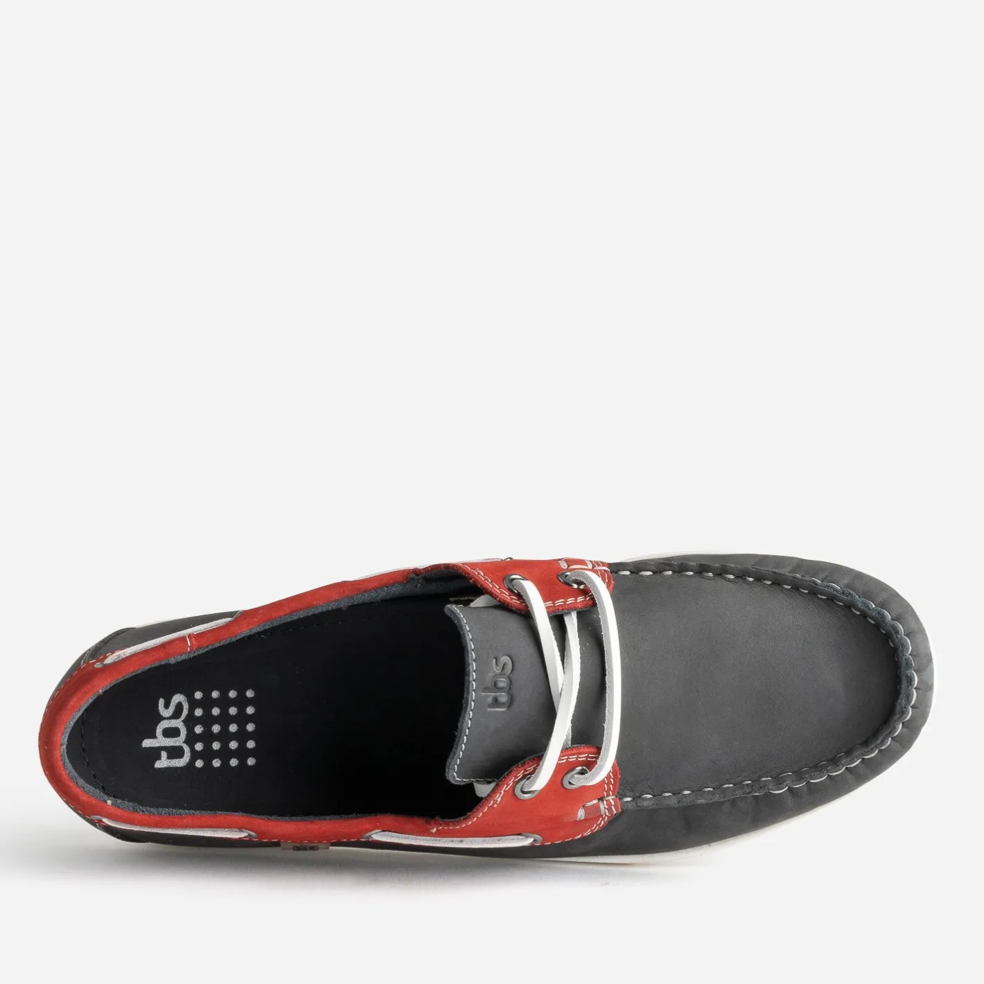 Chaussure bateau marine et rouge cuir nubuck^Tbs Discount
