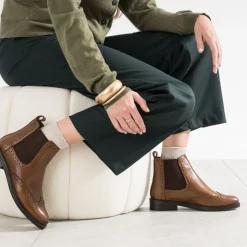 Chelsea boots cuir détails perforés^Eram Sale