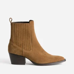 Chelsea boots santiags camel éco-conçu en cuir velours^Texto Clearance