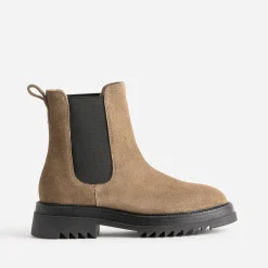 Chelsea boots beige foncé en cuir velours^Texto Discount