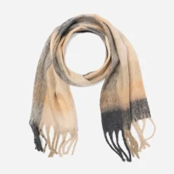 Echarpe beige et grise^Texto