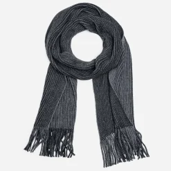 Echarpe homme grise et noire tricot à franges^Eram Discount