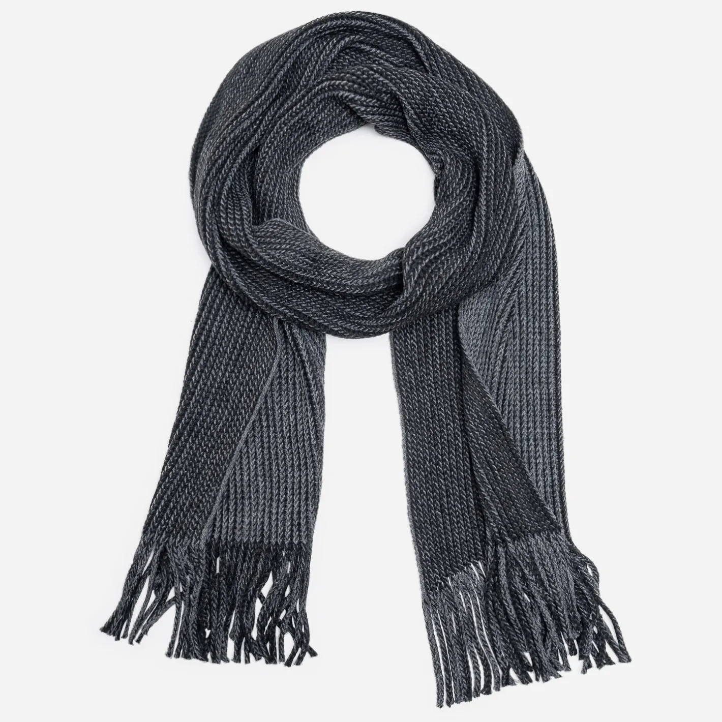 Echarpe homme grise et noire tricot à franges^Eram Discount