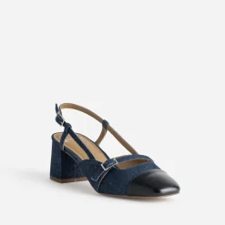 Escarpin slingback denim brut et bout noir^Eram Hot