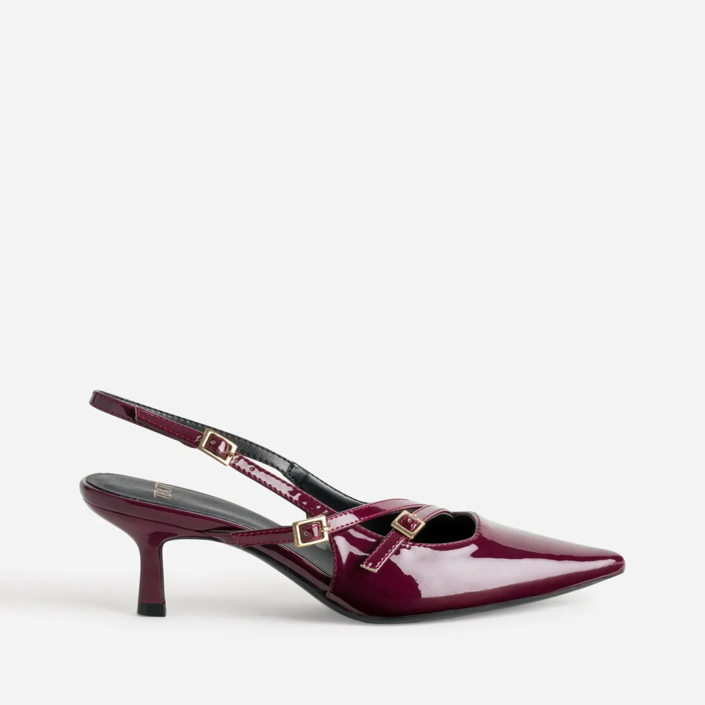 Escarpin slingback verni^Texto