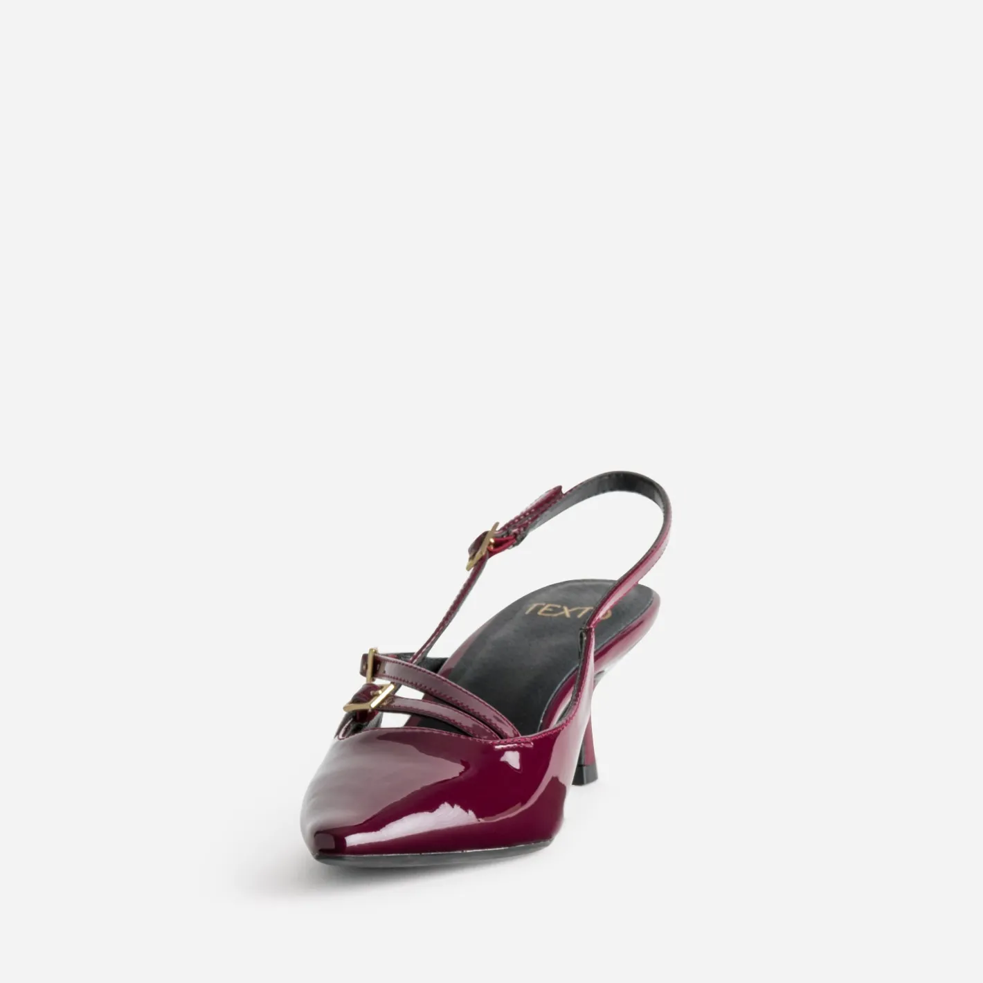 Escarpin slingback verni^Texto