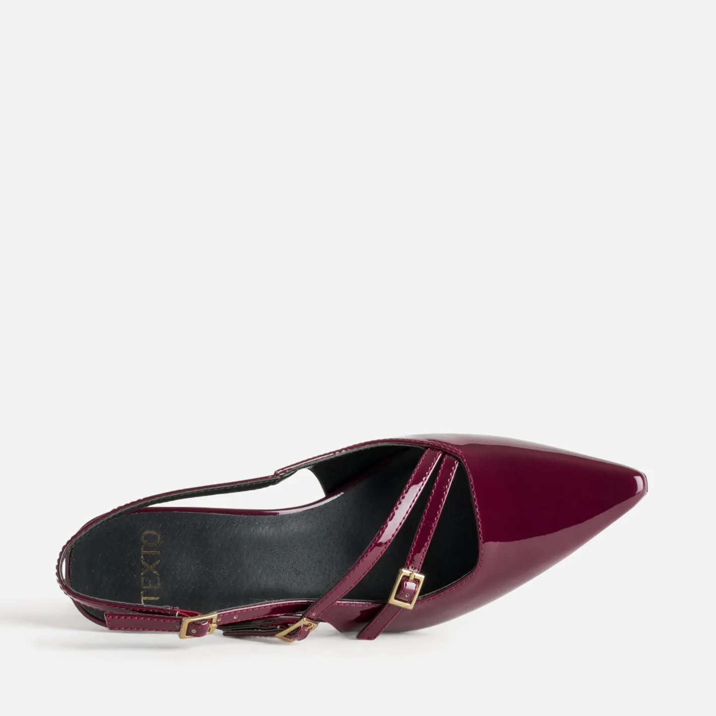 Escarpin slingback verni^Texto