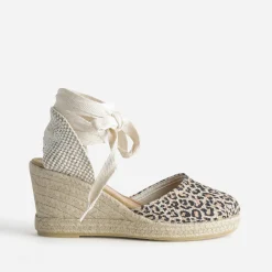 Espadrille compensée beige motif léopard^Eram Online