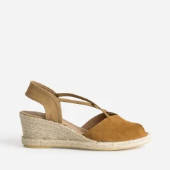 Espadrille compensée cuir velours éco-conçu^Eram Best