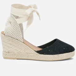 Espadrille compensée e en toile avec broderie anglaise^Eram Hot