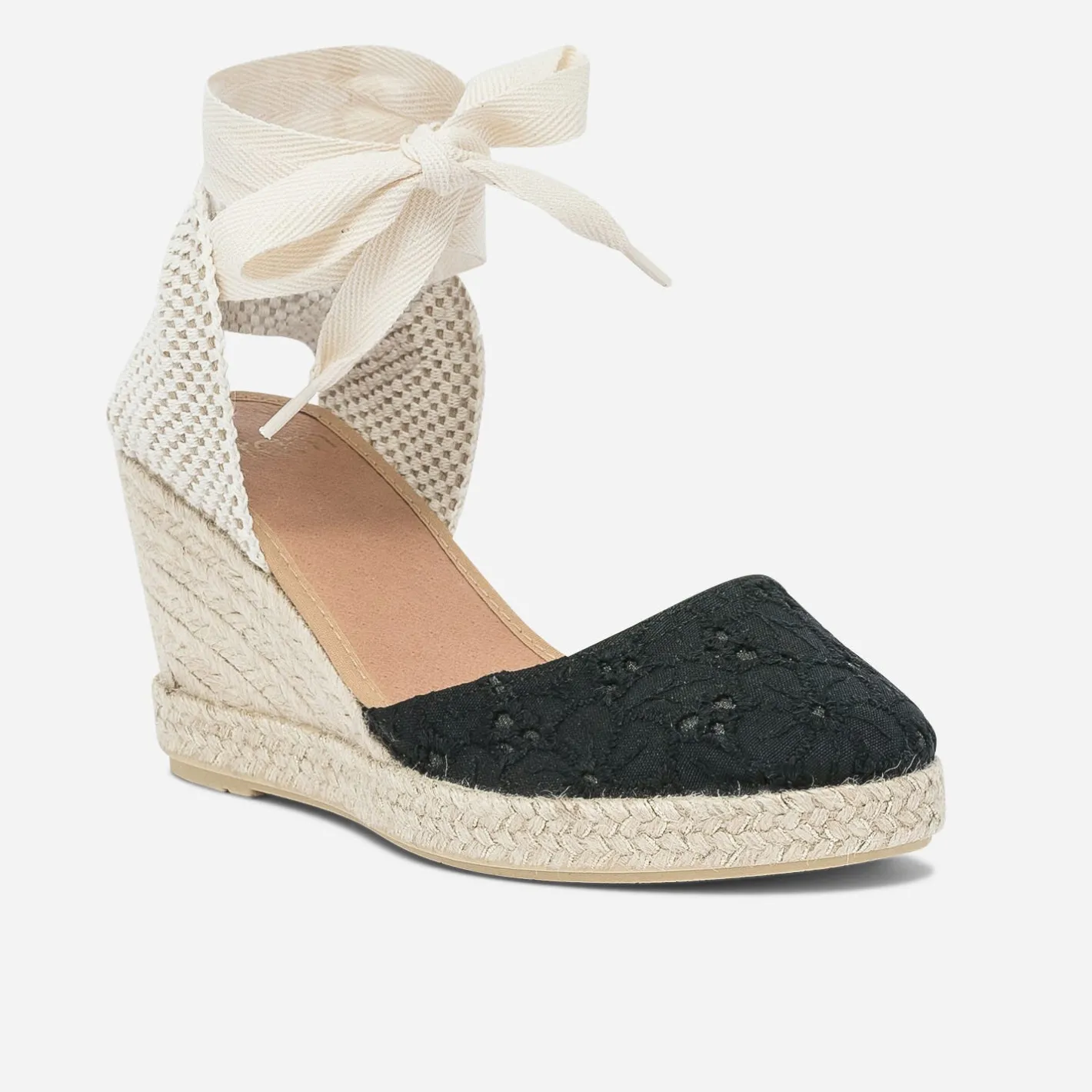 Espadrille compensée e en toile avec broderie anglaise^Eram Hot