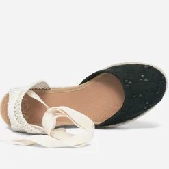 Espadrille compensée e en toile avec broderie anglaise^Eram Hot