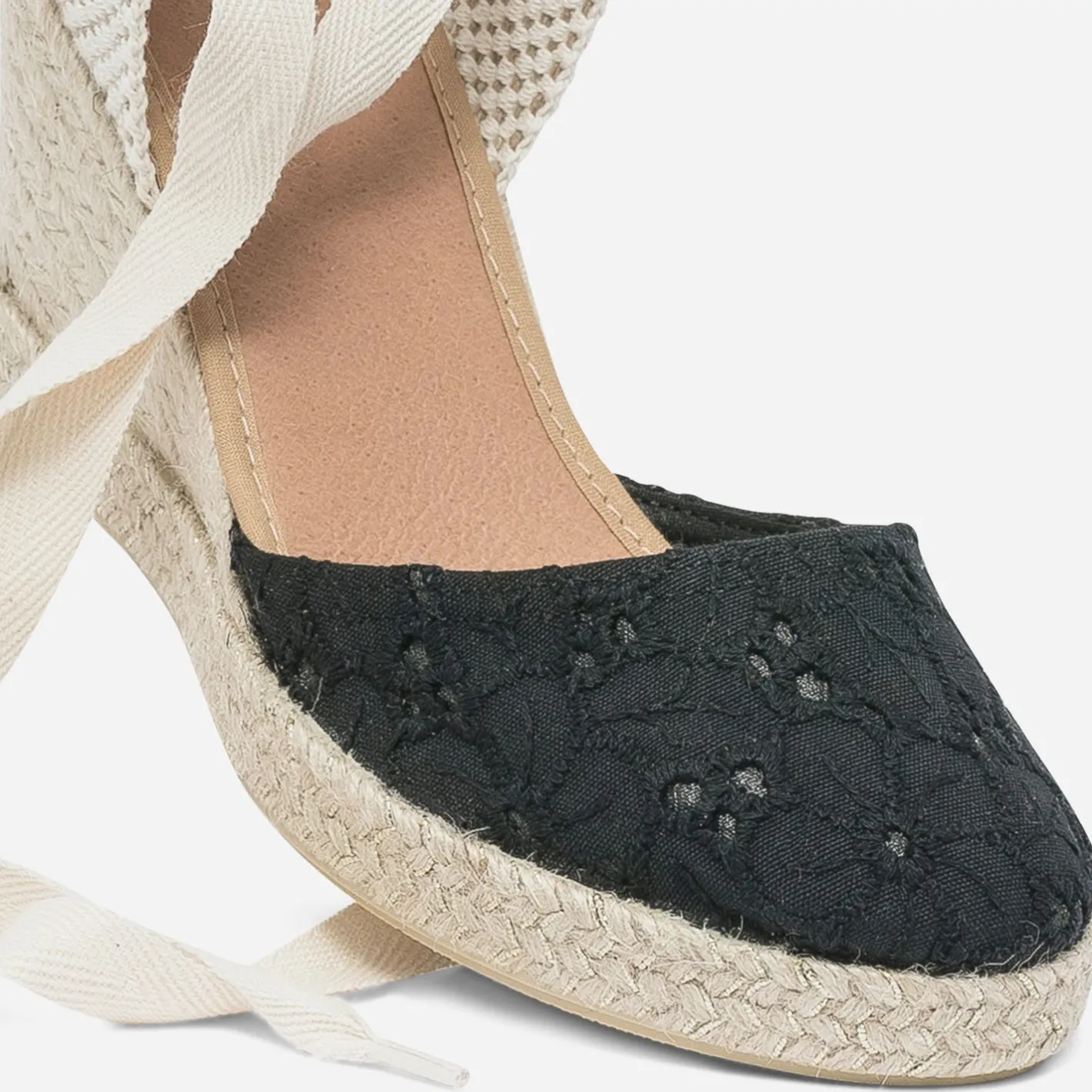 Espadrille compensée e en toile avec broderie anglaise^Eram Hot