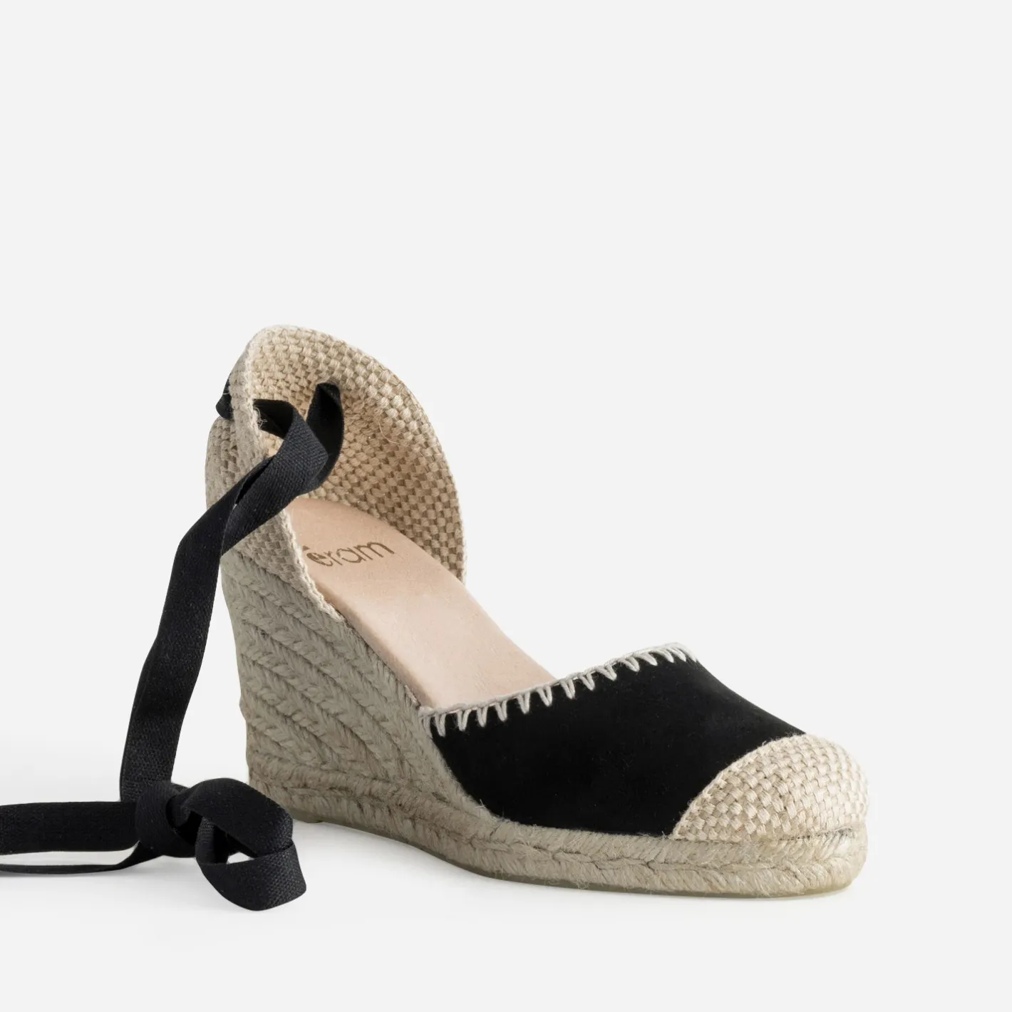 Espadrille compensée e cuir velours brodé^Eram New