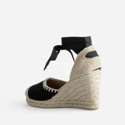 Espadrille compensée e cuir velours brodé^Eram New