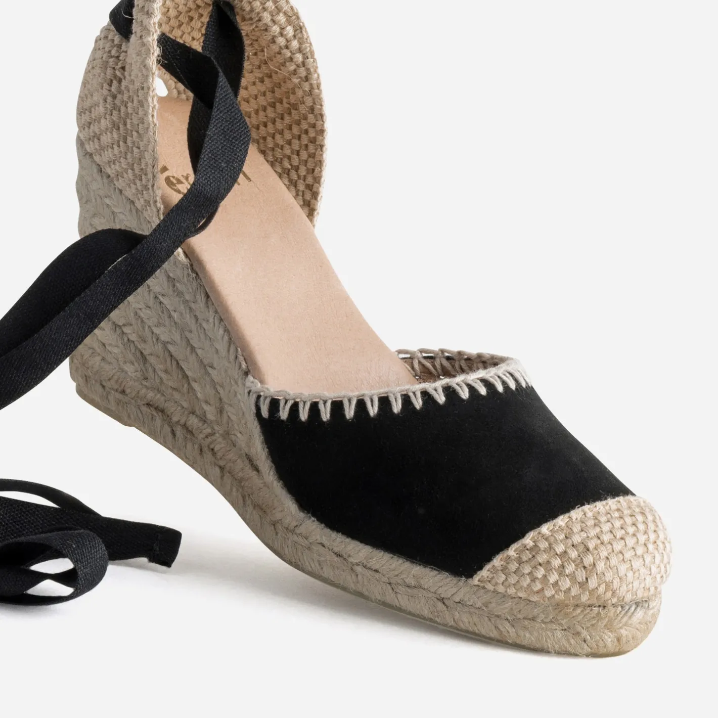 Espadrille compensée e cuir velours brodé^Eram New