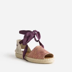Espadrille , corail, blanc en textile^Eram Outlet