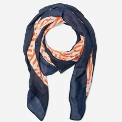 Foulard carré blanc à motif graphique rouge et bordure marine^Tbs Clearance