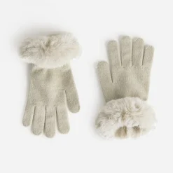 Gants beige tricot détail fourré^Eram Sale